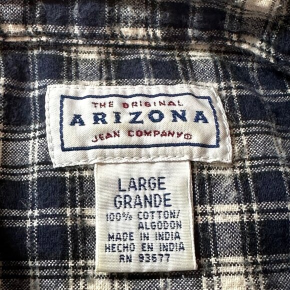 Arizona Jean Company Women's Plaid Long Sleeve Shirt Size Large 100% Cotton - Picture 3 of 9